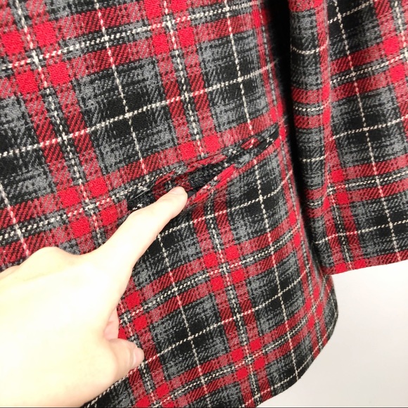 VTG Plaid Womens Wool Blazer Jacket One Button 10 - Picture 16 of 16